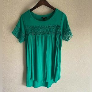 Green Lace and Cotton Blouse